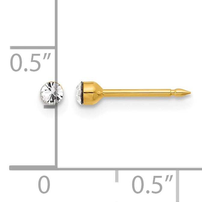 Inverness 14K Polished 2.4mm Crystal Post Piercing Earrings