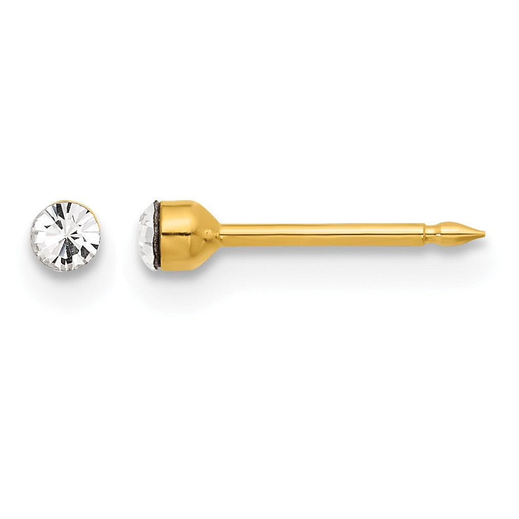 Inverness 14K Polished 2.4mm Crystal Post Piercing Earrings