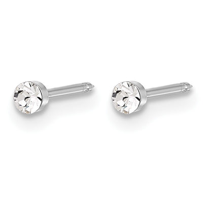 Inverness 14K White Gold Polished 2.4mm Crystal Post Piercing Earrings