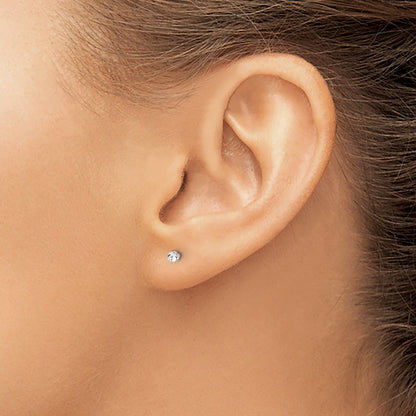 Inverness 14K White Gold Polished 2.4mm Crystal Post Piercing Earrings
