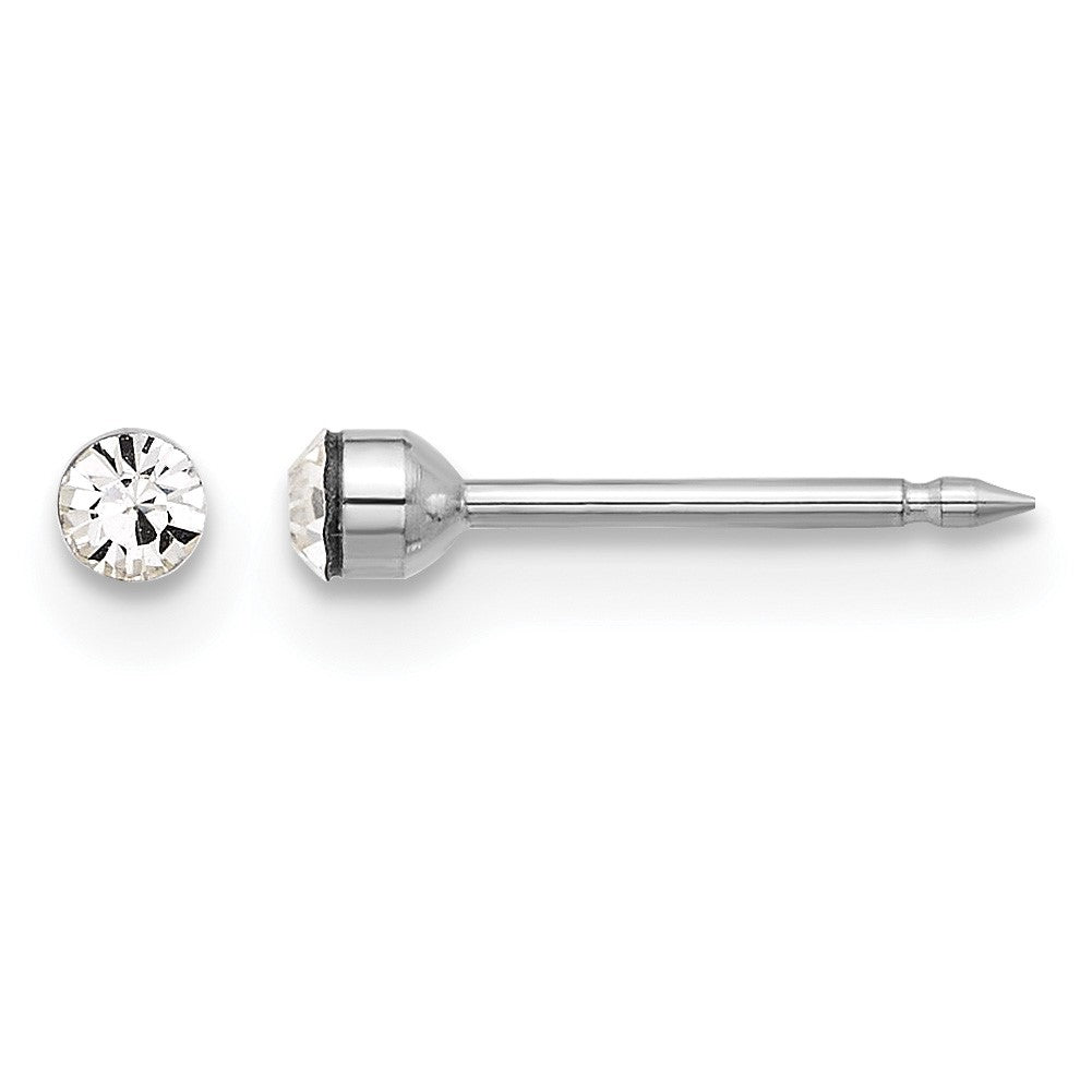 Inverness 14K White Gold Polished 2.4mm Crystal Post Piercing Earrings