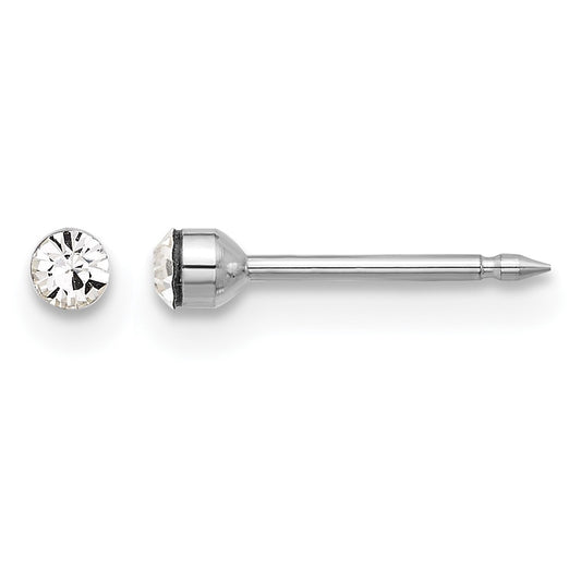 Inverness 14K White Gold Polished 2.4mm Crystal Post Piercing Earrings