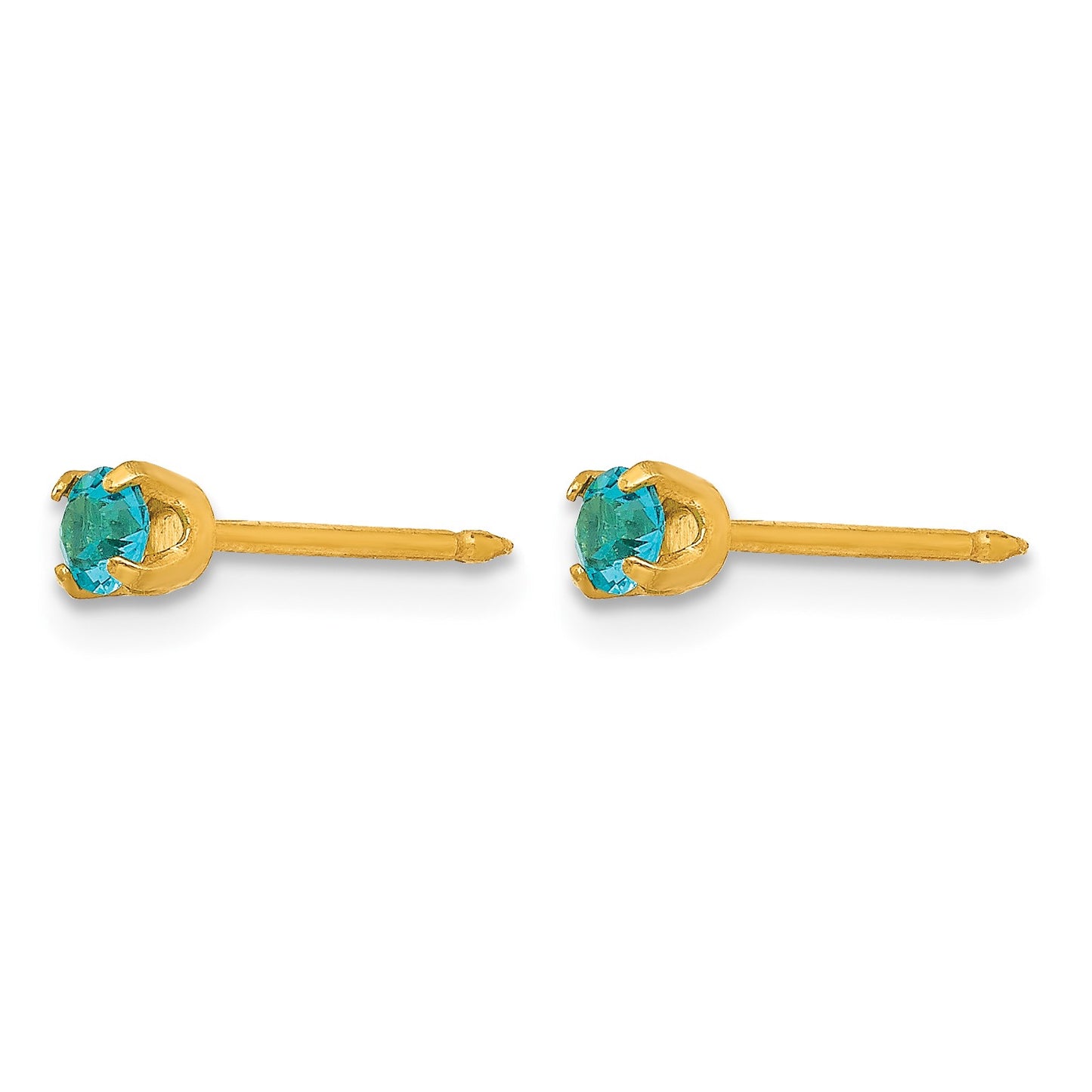 Inverness 14k 3mm December Blue Crystal Birthstone Post Piercing Earrings