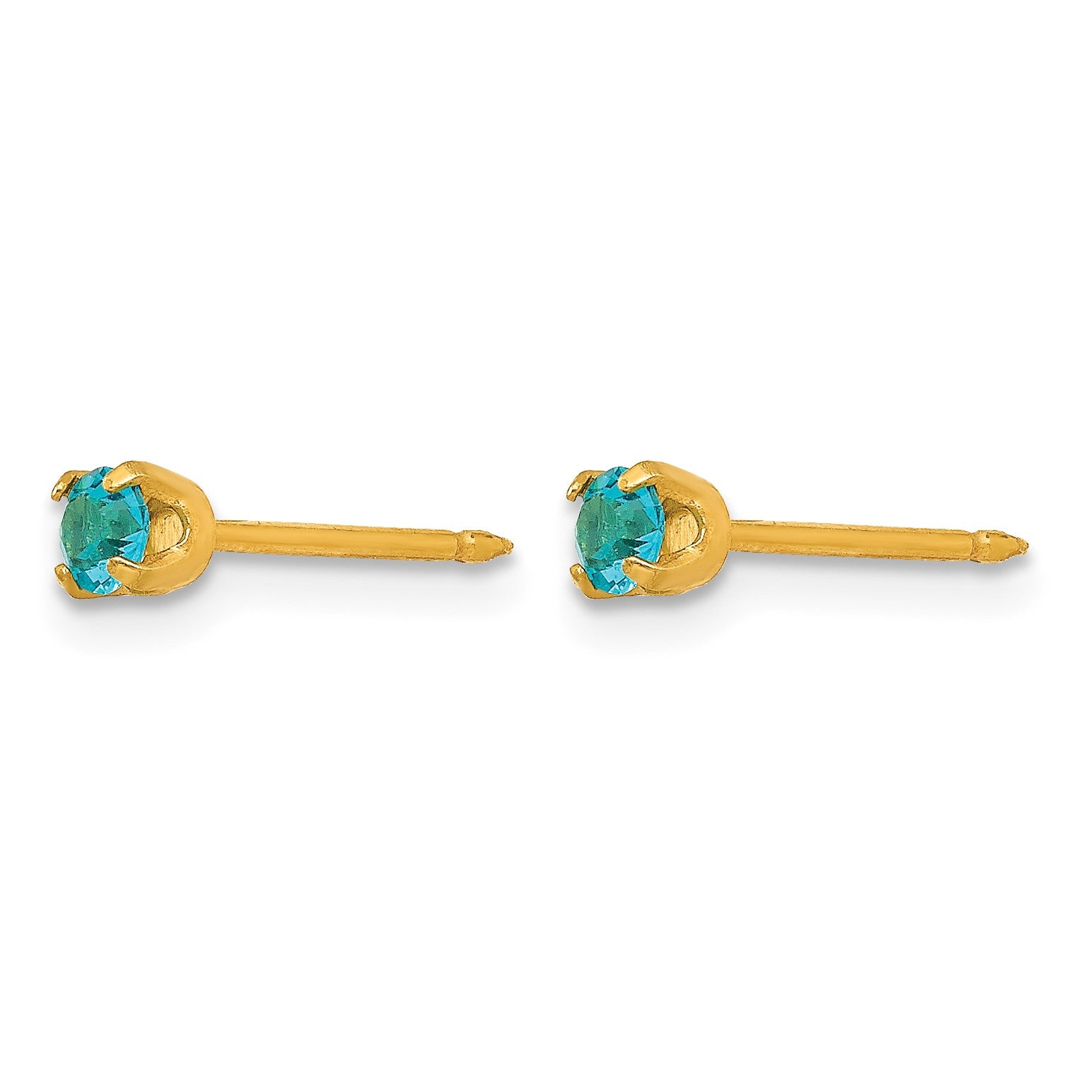 Inverness 14k 3mm December Blue Crystal Birthstone Post Piercing Earrings