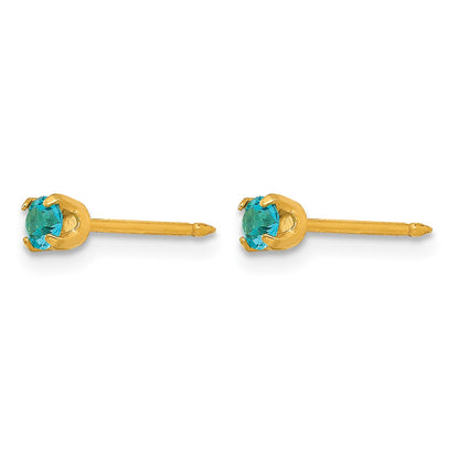 Inverness 14k 3mm December Blue Crystal Birthstone Post Piercing Earrings