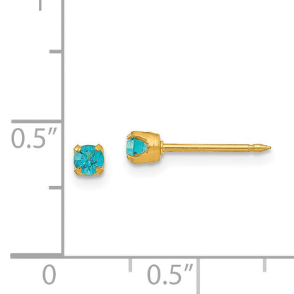 Inverness 14k 3mm December Blue Crystal Birthstone Post Piercing Earrings