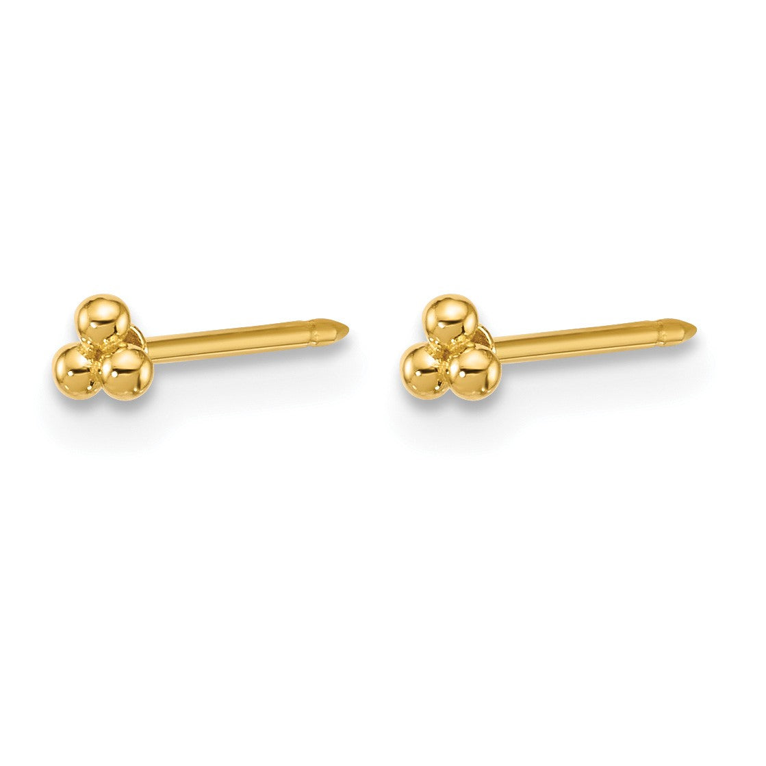 Inverness 14k Polished 3mm Triple Ball Post Piercing Earrings
