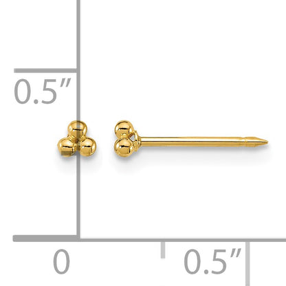 Inverness 14k Polished 3mm Triple Ball Post Piercing Earrings