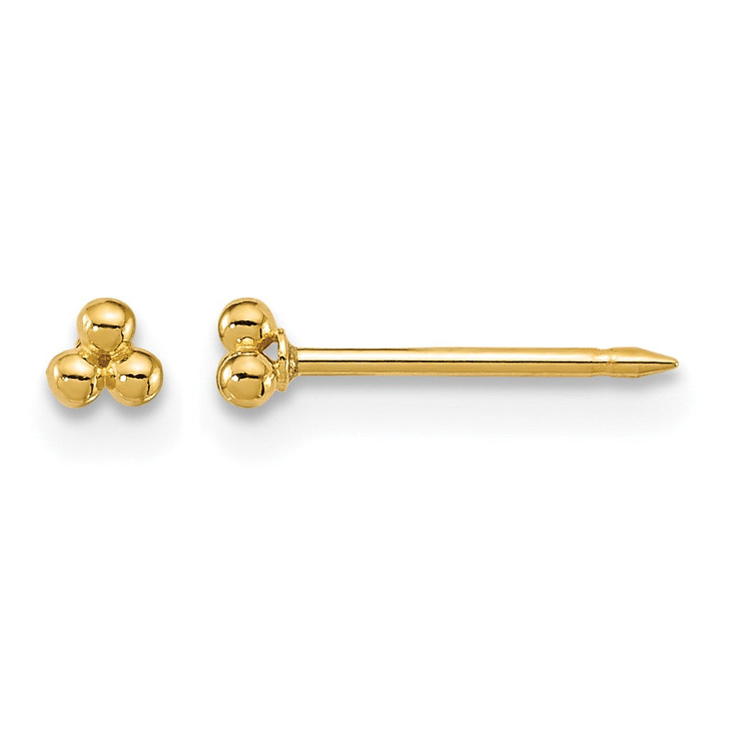 Inverness 14k Polished 3mm Triple Ball Post Piercing Earrings