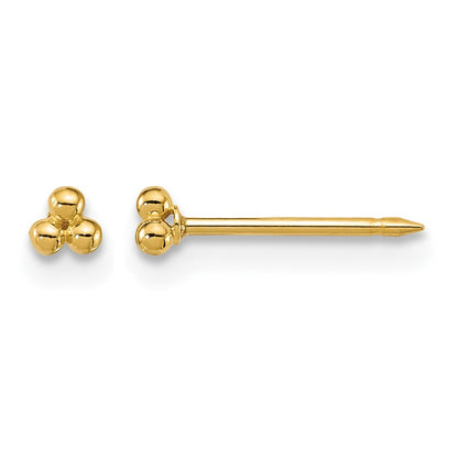 Inverness 14k Polished 3mm Triple Ball Post Piercing Earrings