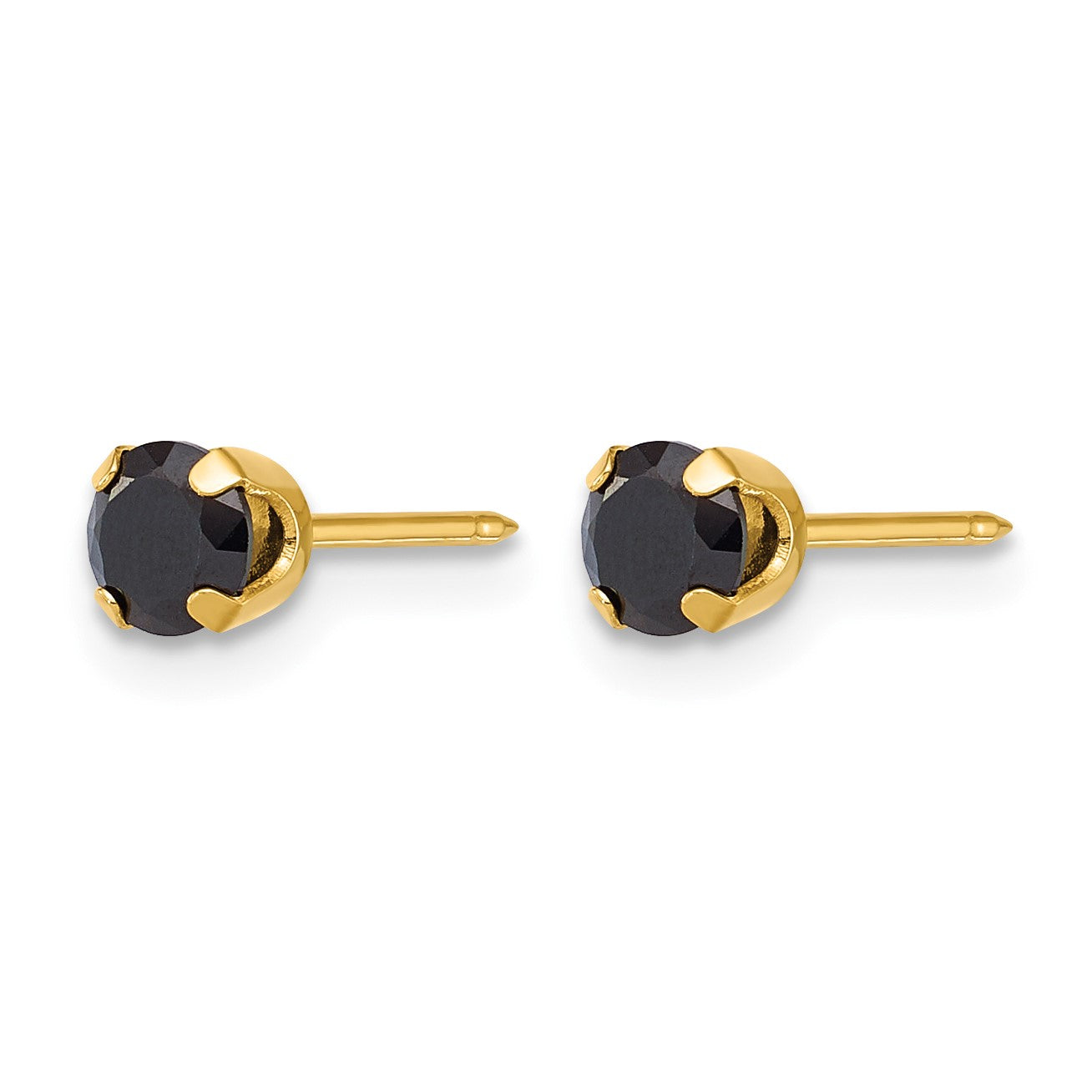 Inverness 14k Polished 4mm Black CZ Stud Post Piercing Earrings