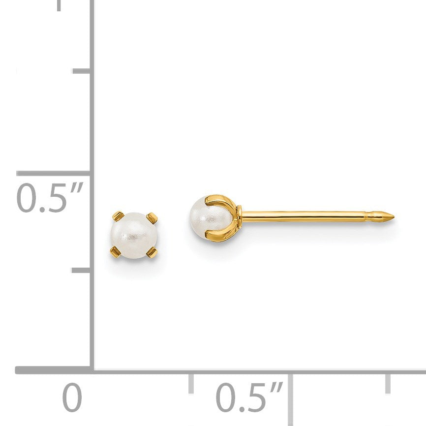 Inverness 14k 3mm Simulated Pearl Post Piercing Earrings