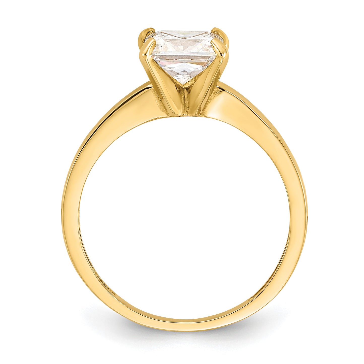 10K Polished 7.5mm Square Clear CZ Solitaire Ring