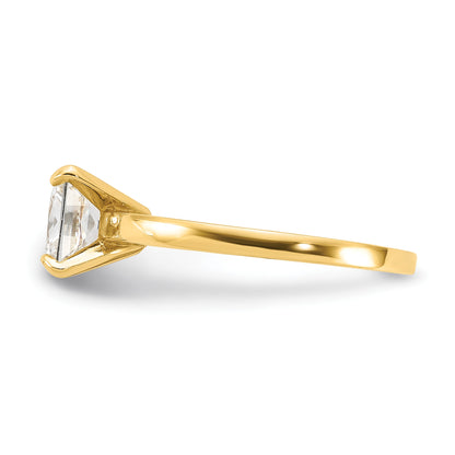 10K Polished 7.5mm Square Clear CZ Solitaire Ring