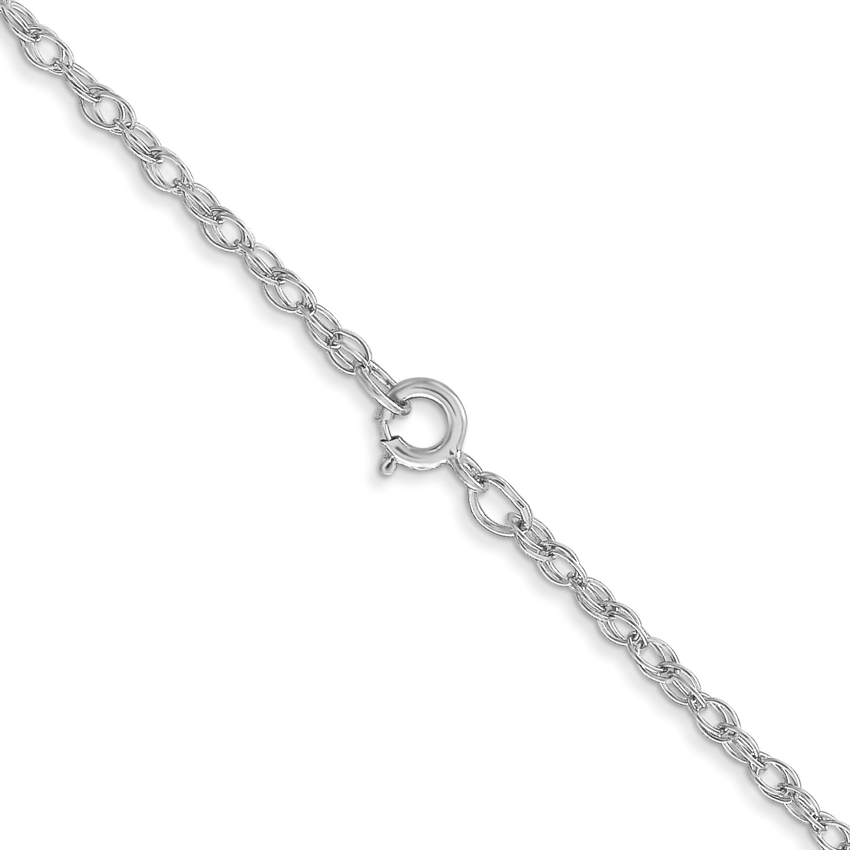 14K White Gold 20 inch Carded 1.35mm Cable Rope with Spring Ring Clasp Chain