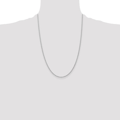 14K White Gold 24 inch Carded 1.35mm Cable Rope with Spring Ring Clasp Chain