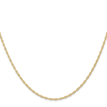 14K 16 inch Carded 1.35mm Cable Rope with Spring Ring Clasp Chain