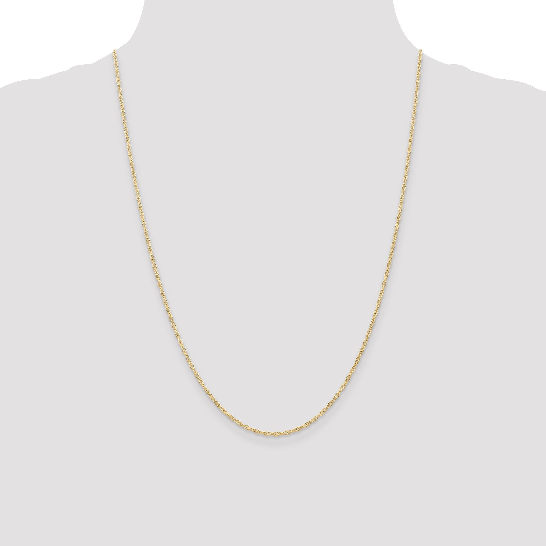 14K 24 inch Carded 1.35mm Cable Rope with Spring Ring Clasp Chain