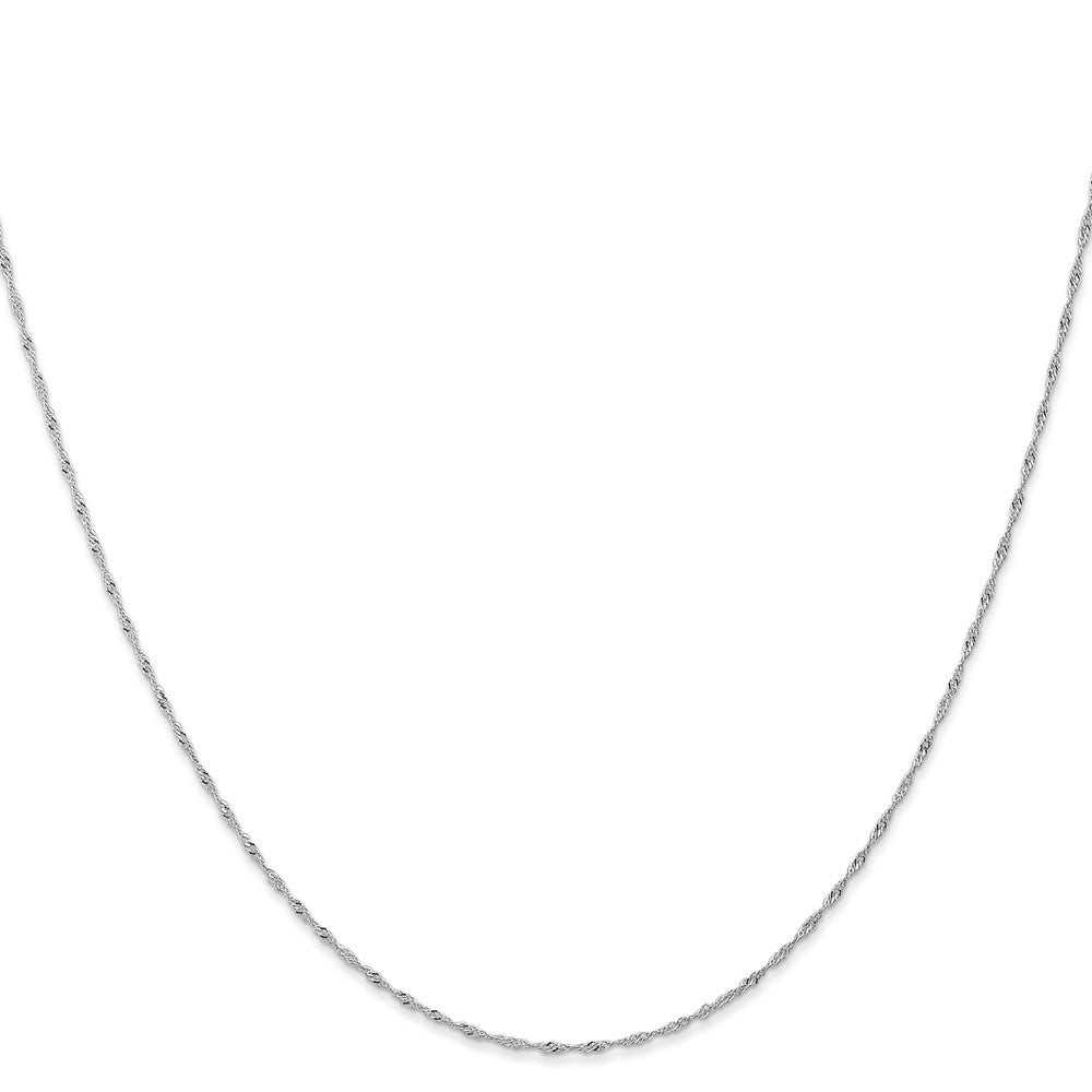 14K White Gold 18 inch Carded 1mm Singapore with Spring Ring Clasp Chain