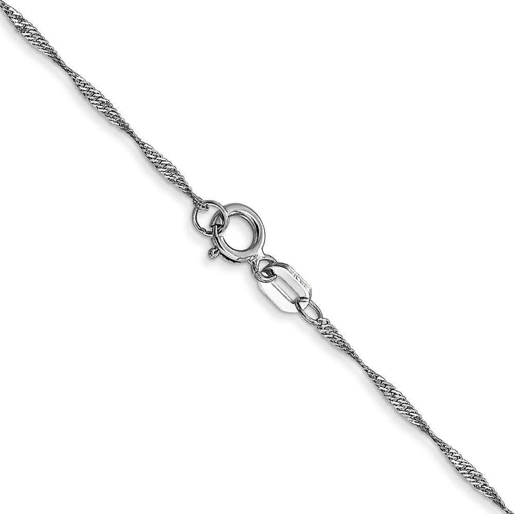 14K White Gold 16 inch Carded 1mm Singapore with Spring Ring Clasp Chain