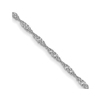 14K White Gold 16 inch Carded 1mm Singapore with Spring Ring Clasp Chain