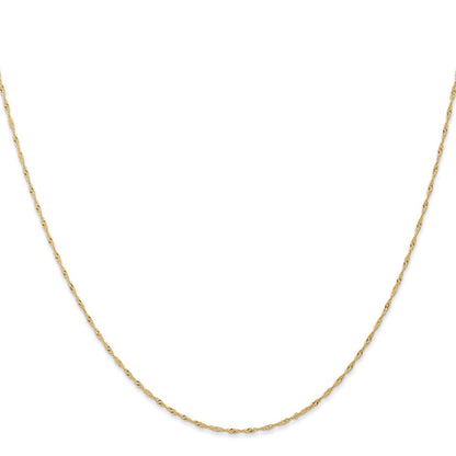 14K 18 inch Carded 1mm Singapore with Spring Ring Clasp Chain