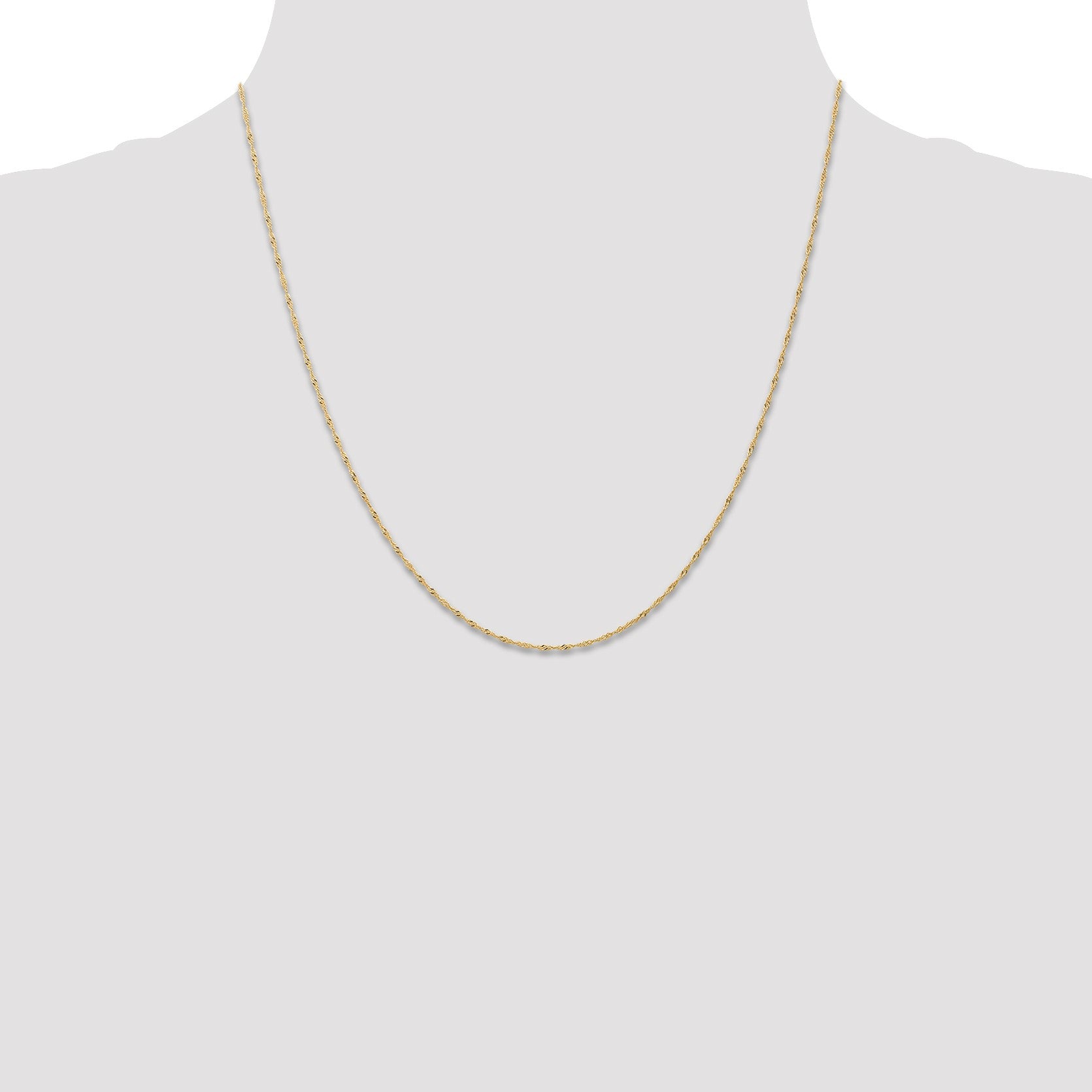 14K 20 inch Carded 1mm Singapore with Spring Ring Clasp Chain