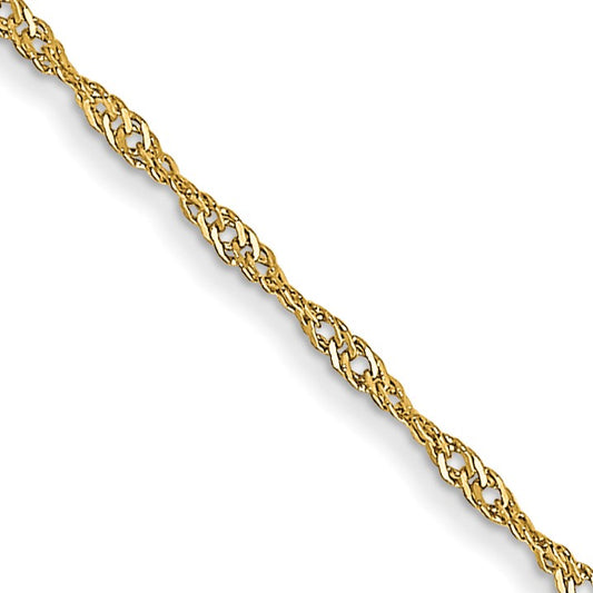 14K 16 inch Carded 1mm Singapore with Spring Ring Clasp Chain