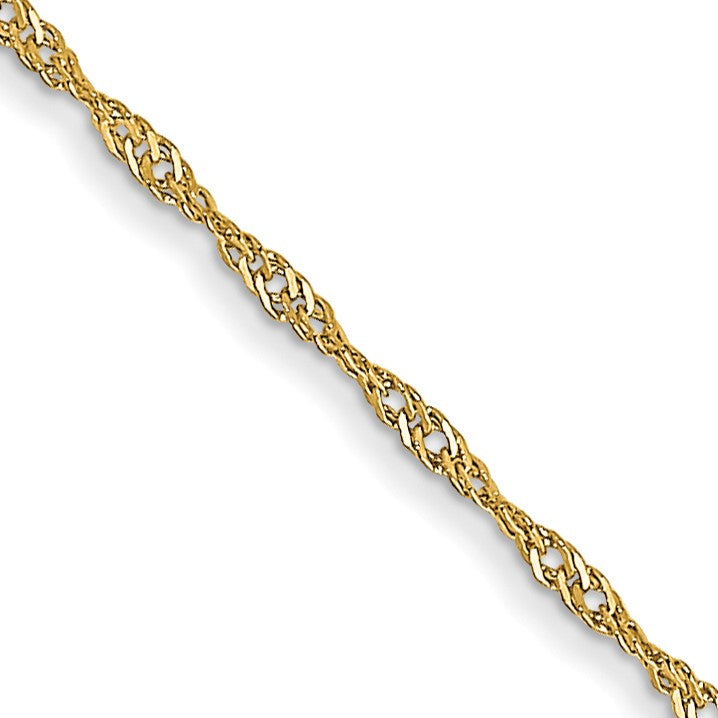 14K 18 inch Carded 1mm Singapore with Spring Ring Clasp Chain
