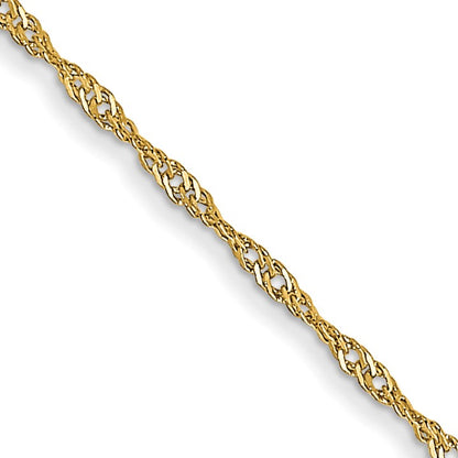 14K 18 inch Carded 1mm Singapore with Spring Ring Clasp Chain