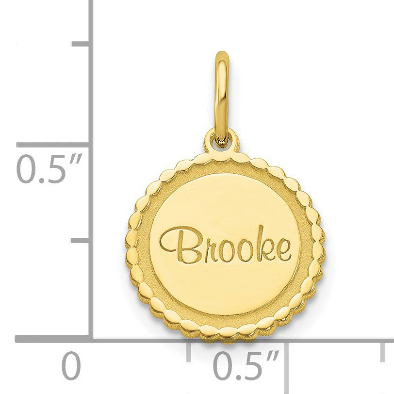 10k Yellow Gold Scalloped Disc with Name Charm