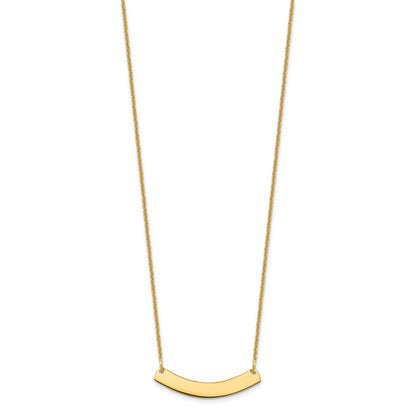 10k Yellow Gold Small Curved Blank Bar Necklace