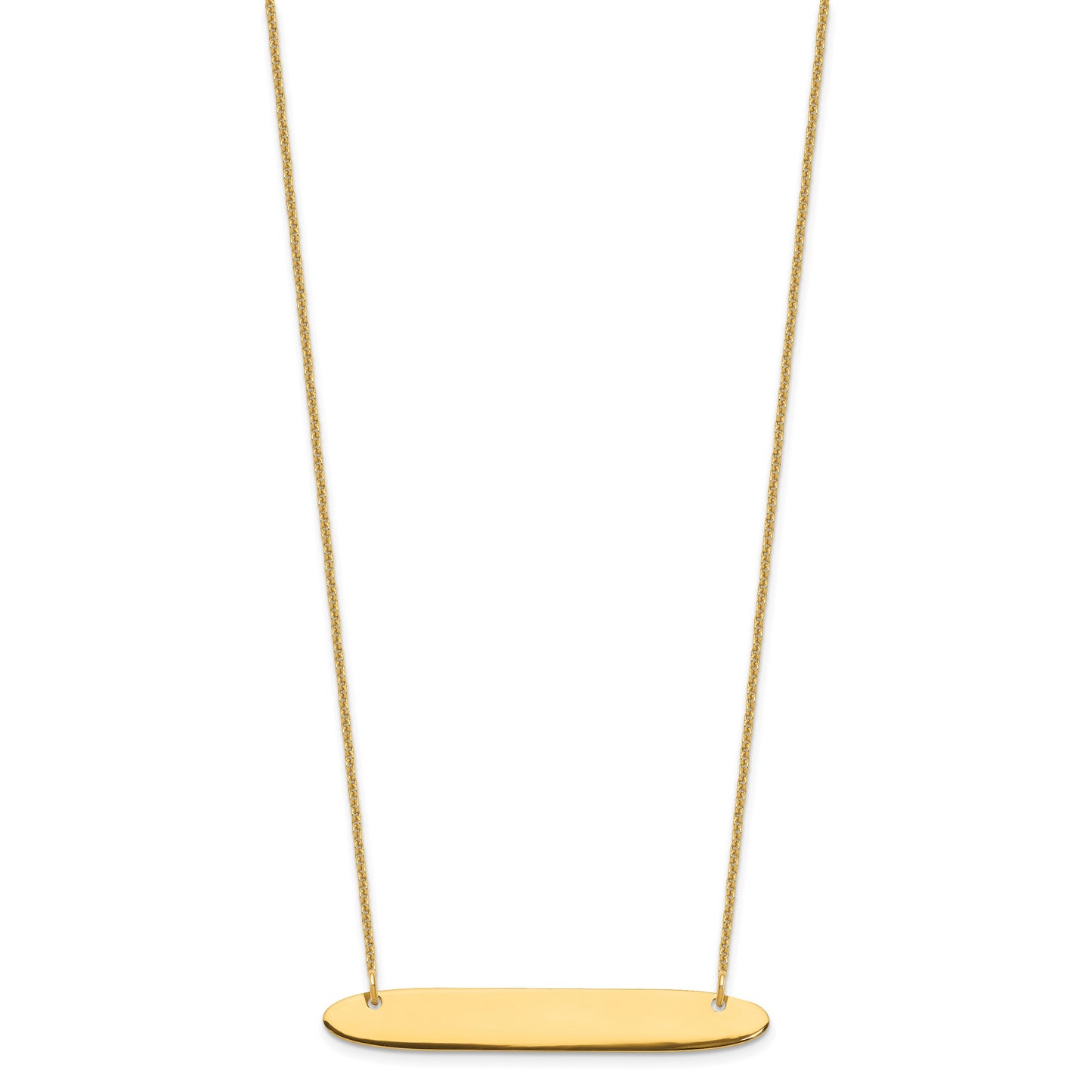 10k Yellow Gold Medium Oblong Blank Bar Necklace