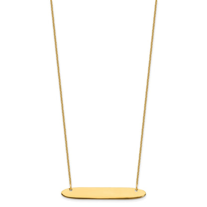 10k Yellow Gold Medium Oblong Blank Bar Necklace