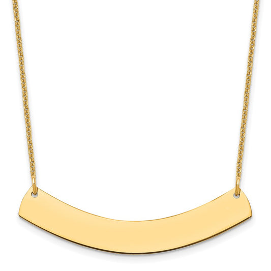 10k Yellow Gold Medium Curved Blank Bar Necklace