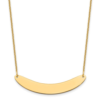 10k Yellow Gold Medium Curved Blank Bar Necklace