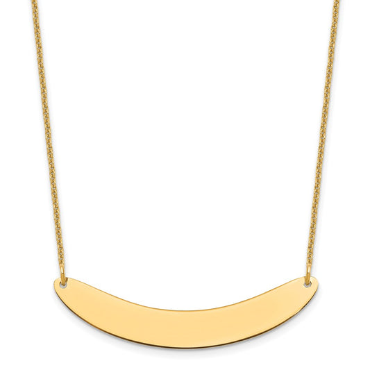 10k Yellow Gold Medium Curved Blank Bar Necklace