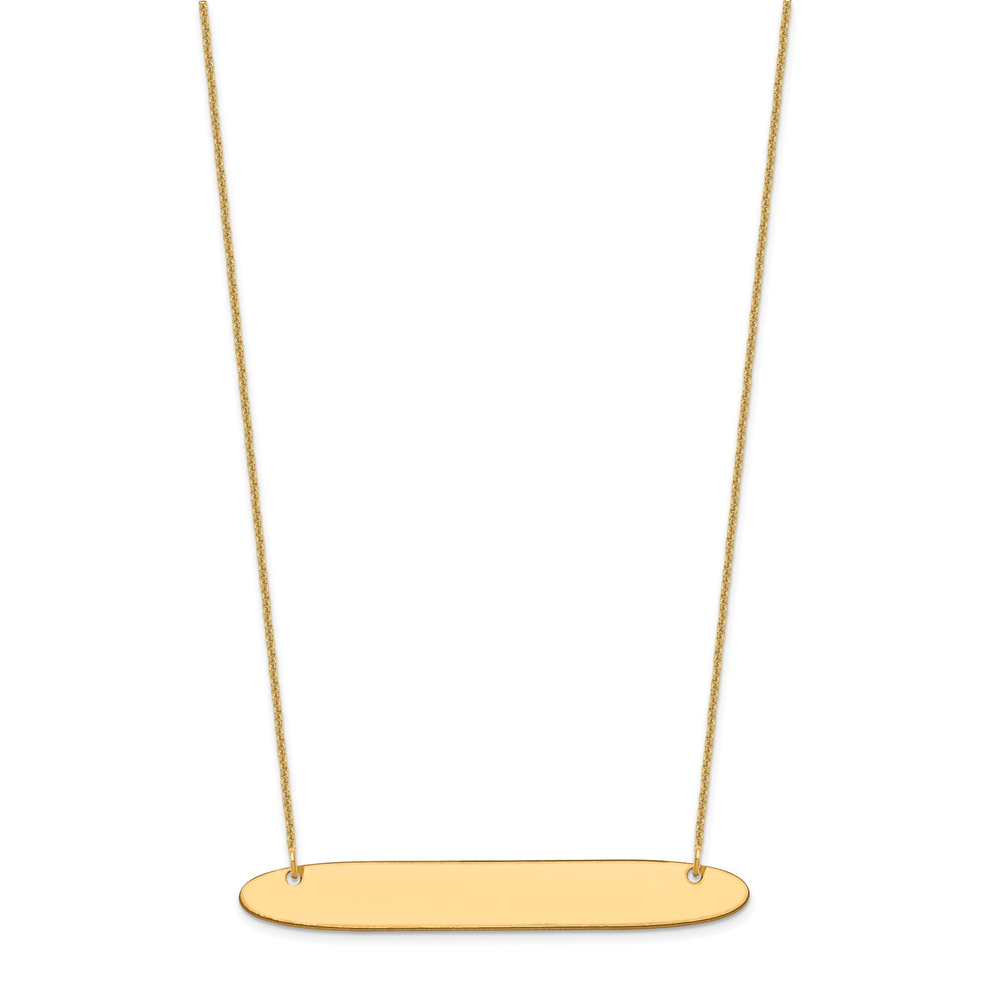10k Yellow Gold Large Oblong Blank Bar Necklace