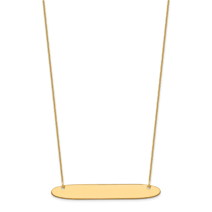10k Yellow Gold Large Oblong Blank Bar Necklace