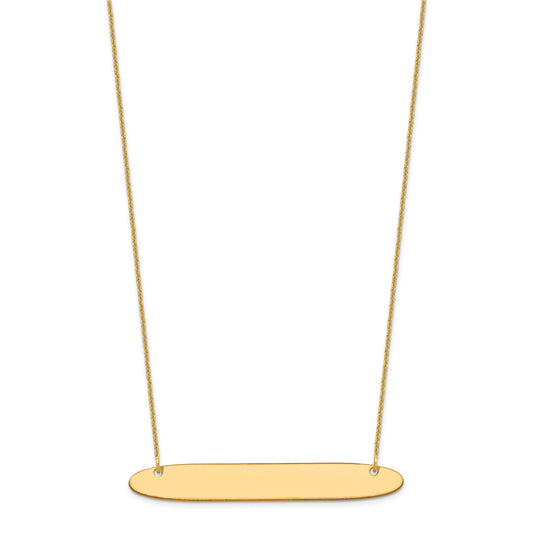 10k Yellow Gold Large Oblong Blank Bar Necklace