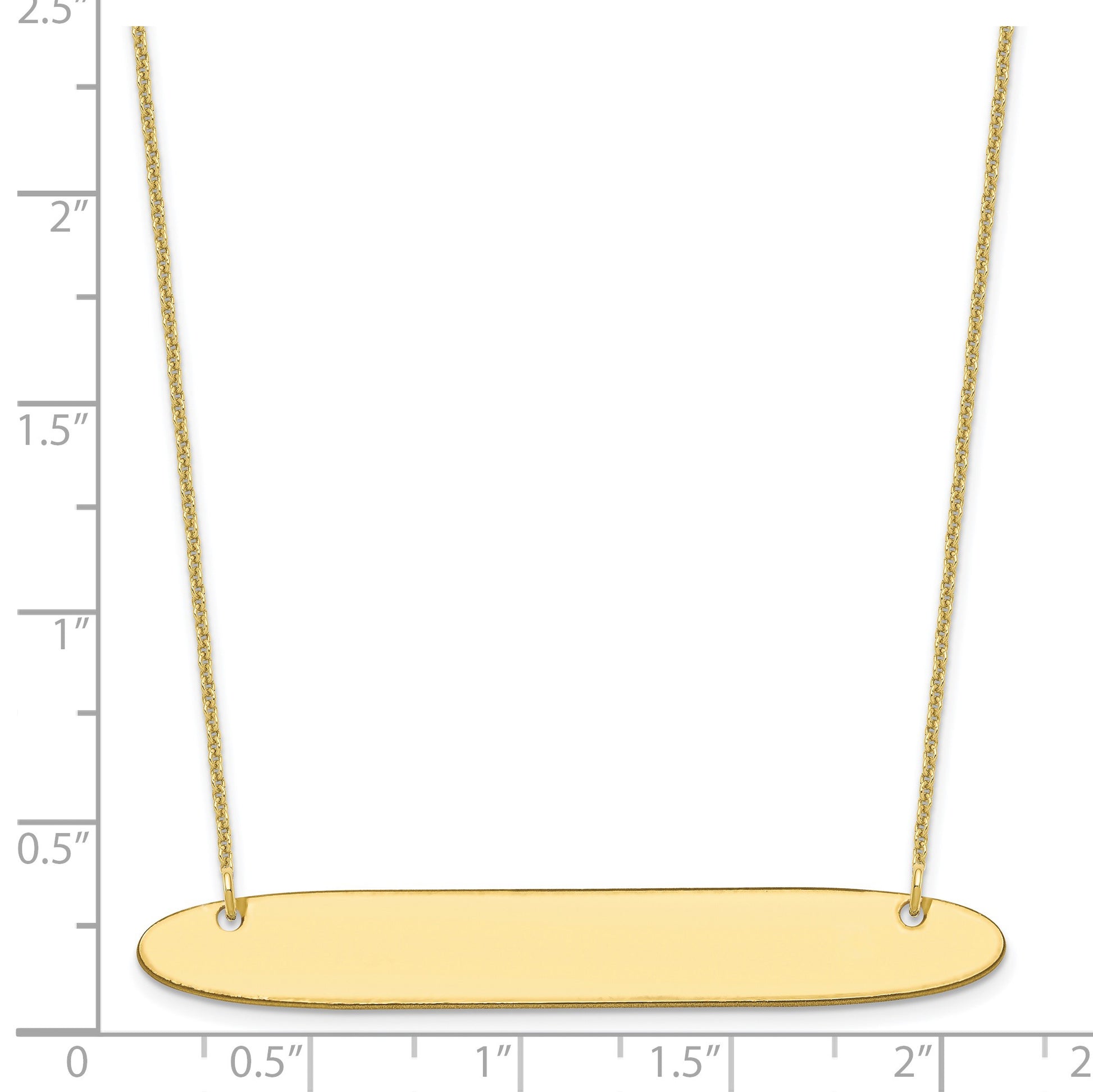 10k Yellow Gold Large Oblong Blank Bar Necklace