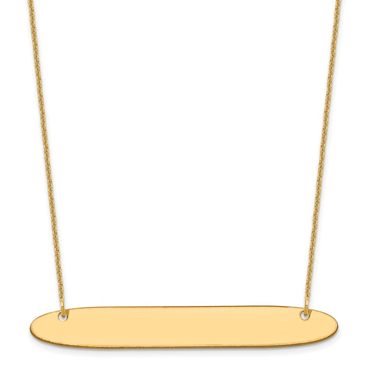 10k Yellow Gold Large Oblong Blank Bar Necklace