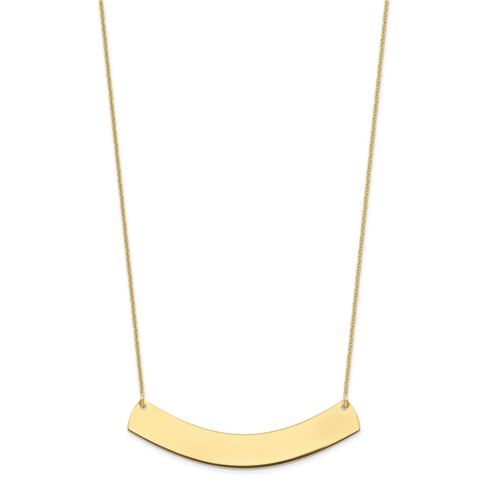 10k Yellow Gold Large Curved Blank Bar Necklace