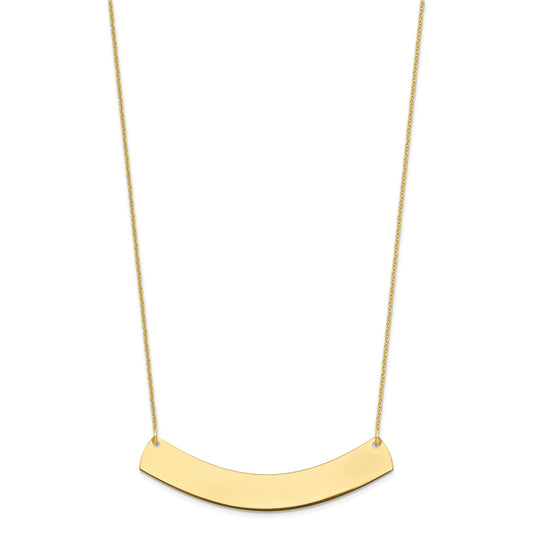 10k Yellow Gold Large Curved Blank Bar Necklace
