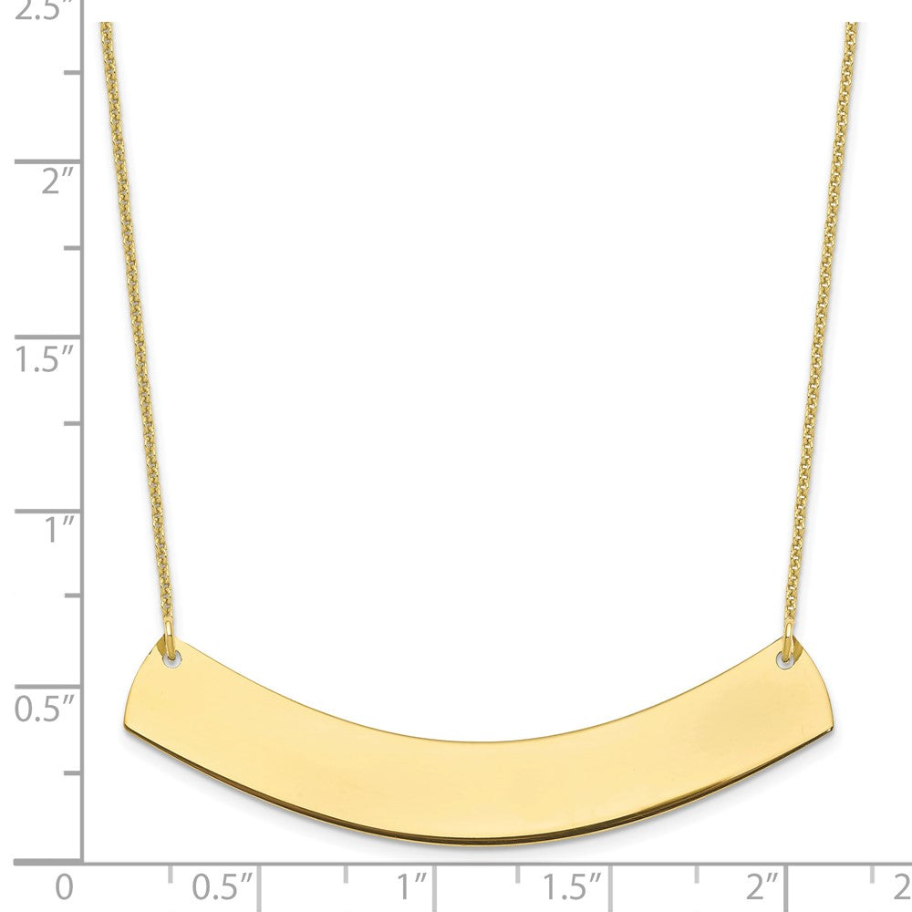 10k Yellow Gold Large Curved Blank Bar Necklace