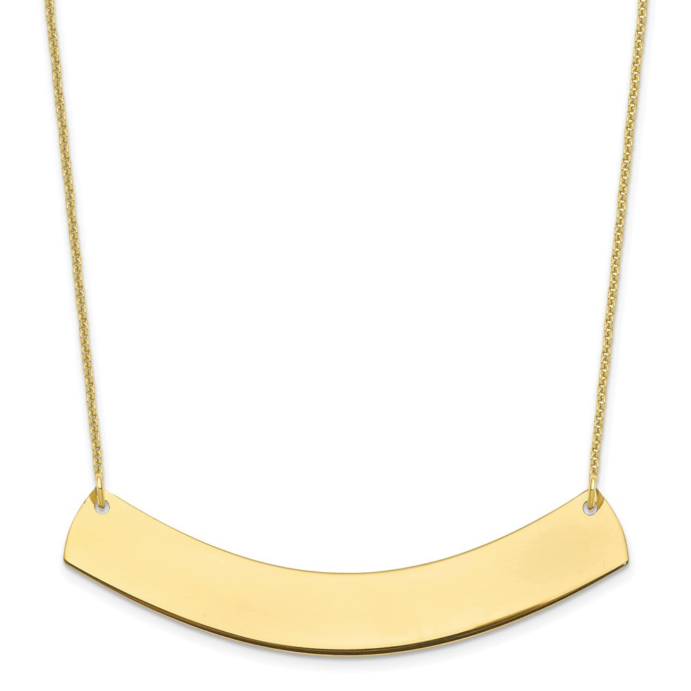 10k Yellow Gold Large Curved Blank Bar Necklace