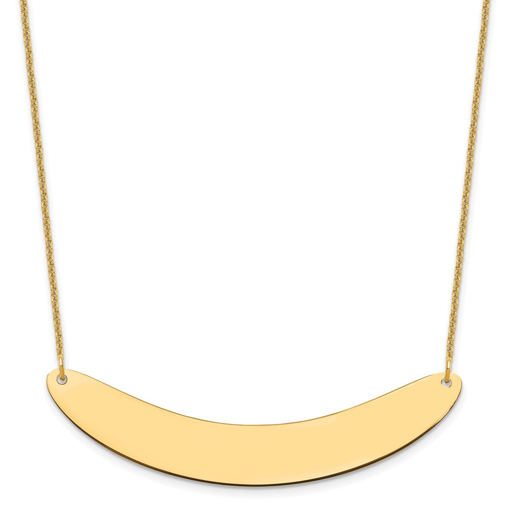 10k Yellow Gold Large Curved Blank Bar Necklace