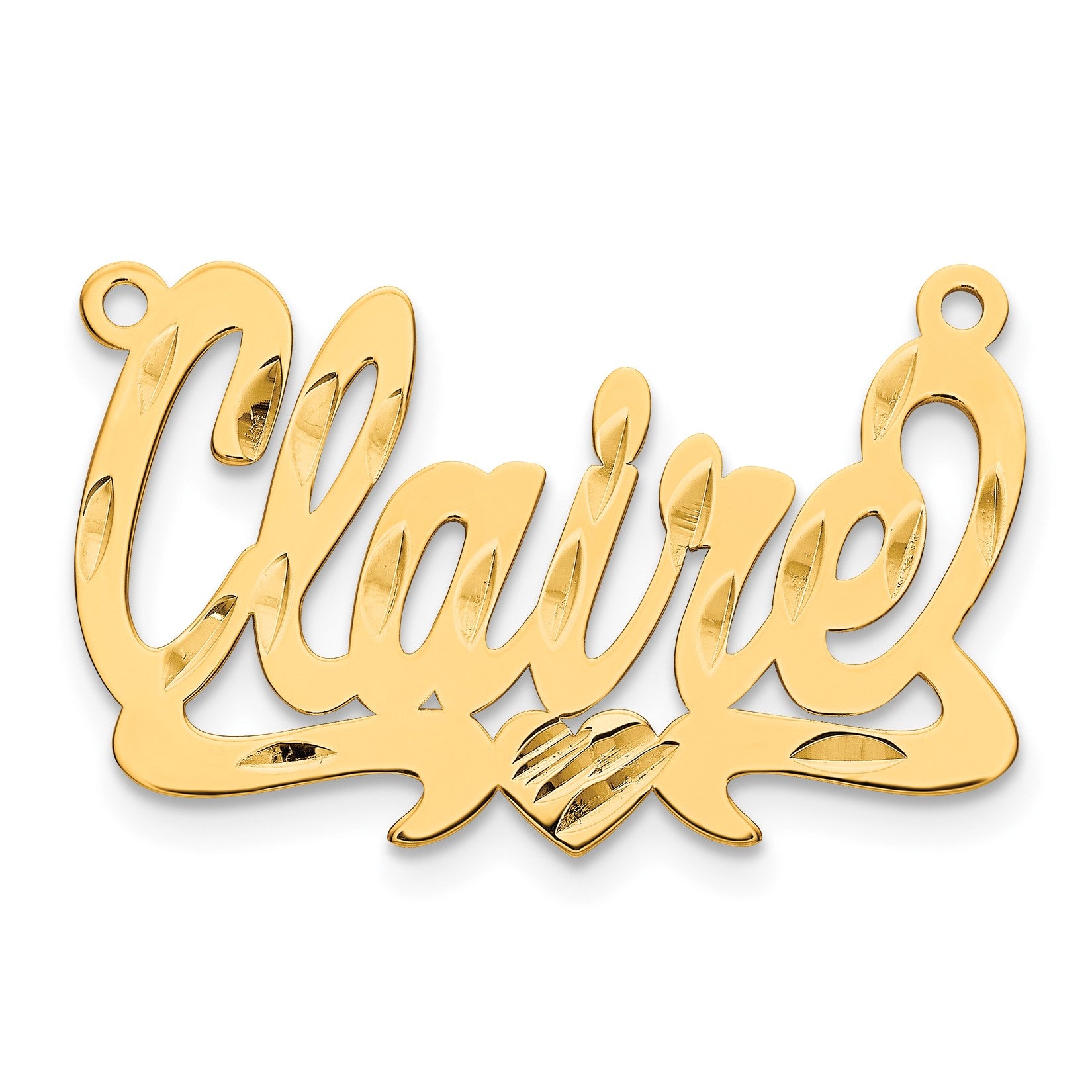 10k Yellow Gold Diamond-cut Heart Name Plate