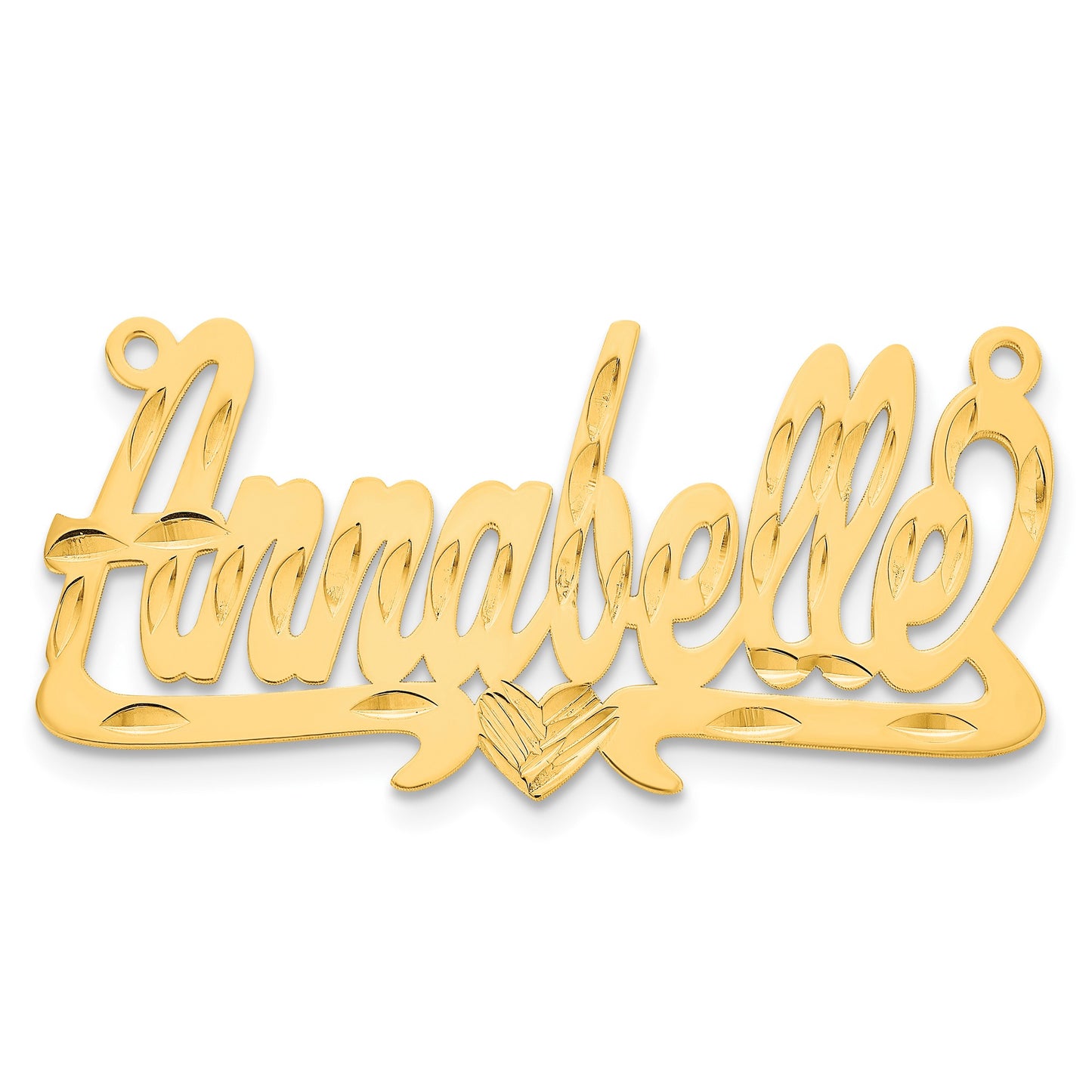 10k Yellow Gold Diamond-cut Heart Name Plate