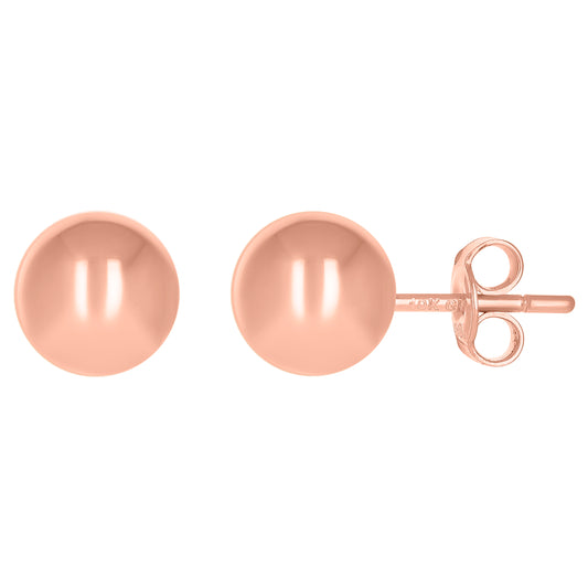 10kt Rose Gold 8mm Ball Stud Earrings